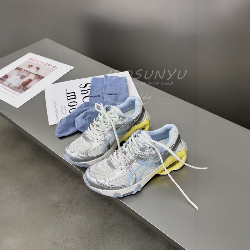 IDO新款真皮拼色网布休闲老爹鞋