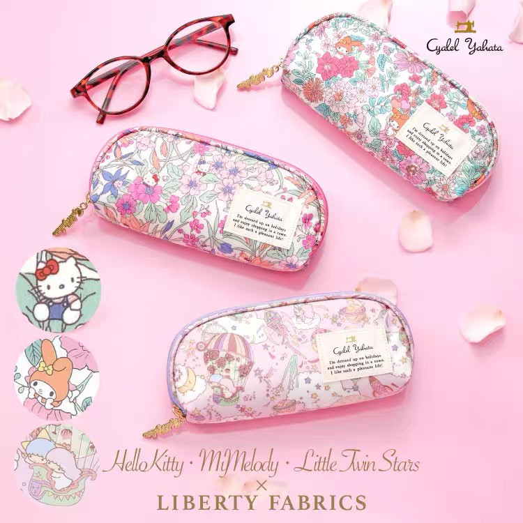 现货花卉少女kitty卡通防水笔袋文具小物件收纳包眼镜盒