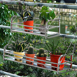 不锈钢阳台花架窗台栏杆花架子室外置物架窗沿悬挂式花盆多肉挂架