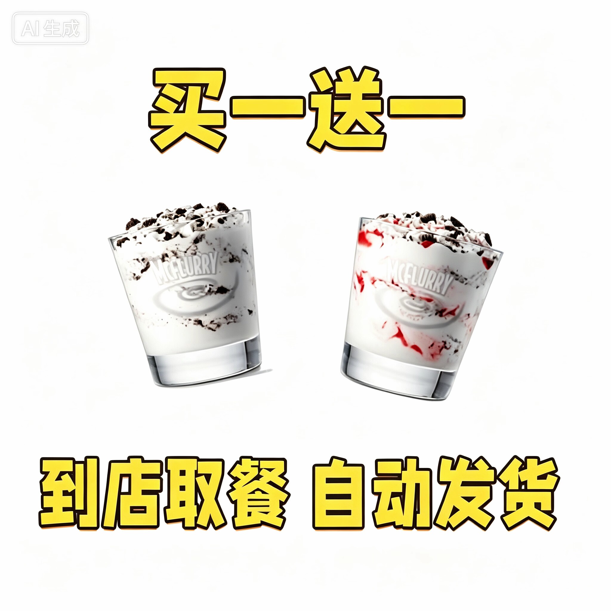 麦当劳麦旋风奥利奥草莓麦旋风买一送一全国通用新地兑换券代购