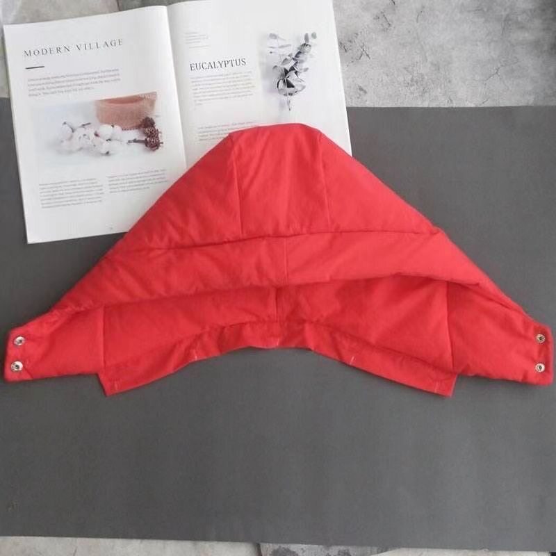 红色羽绒服帽子可拆卸通用防脏护颈帽冬季棉衣配饰