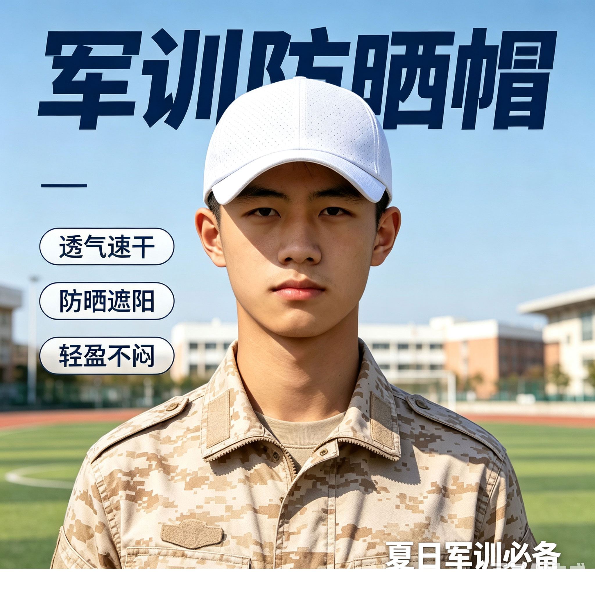 高初中学生军训运动会白色帽子速干透气遮阳防晒棒球帽鸭舌帽2026图片