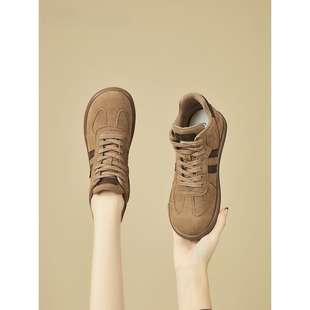 复古德训鞋女2025新款秋冬厚底运动休闲鞋女款加绒高帮板鞋