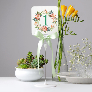 桌卡底座森系座位卡嘉宾婚礼席位卡桌牌号码牌签到台结婚台卡定制