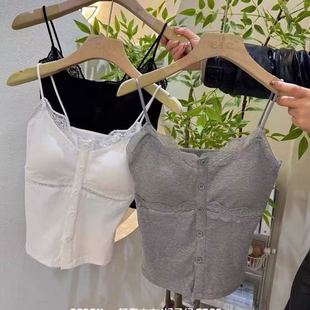 两条39 卖完下架-妃子纪2509蕾丝花边吊带背心内搭螺纹棉2025