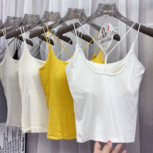 新疆亚麻棉2801细肩带吊带背心