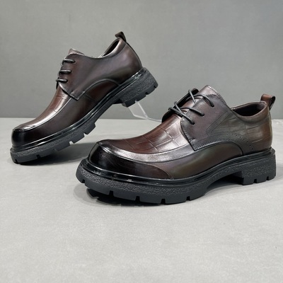 2025四季款皮鞋男士商务正装真皮男款休闲英伦厚底圆头结婚新郎鞋