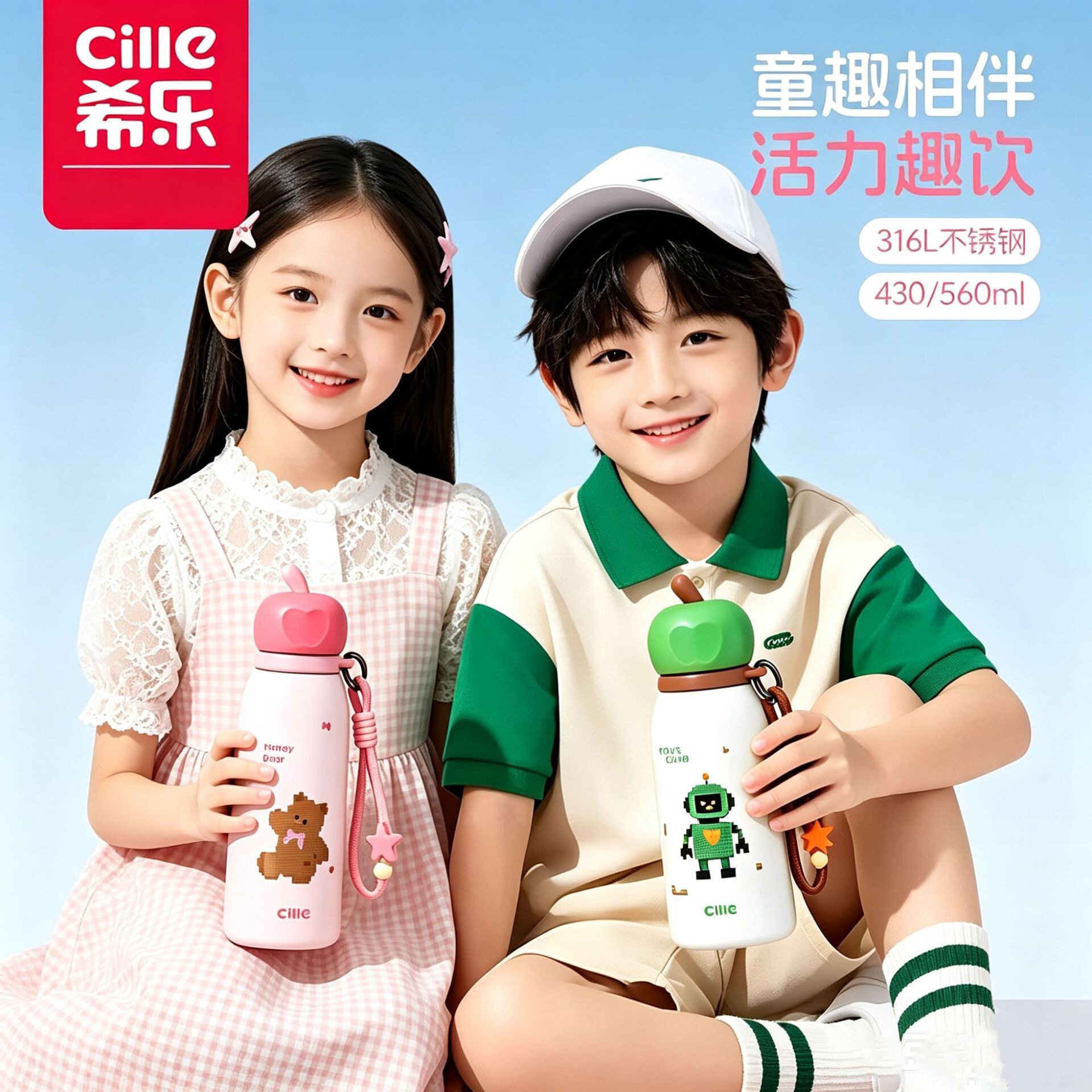 希乐保温杯学生专用上学杯子清新高颜值保温保冷水壶户外便携杯子