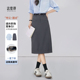 达佳诗灰色半身裙女夏季 直筒裙职业通勤半裙考公面试半身裙子 西装