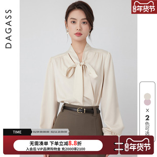 达佳诗香槟色蝴蝶结衬衫女教师面试穿搭正装气质上衣职场通勤衬衣