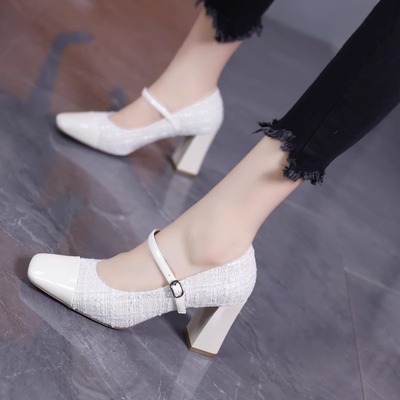 小香风玛丽珍高跟鞋女