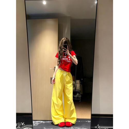 多巴胺黄色速干运动裤女