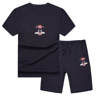 男装加肥加大码五分裤t恤休闲运动套装肥佬超大号胖人夏天两件套