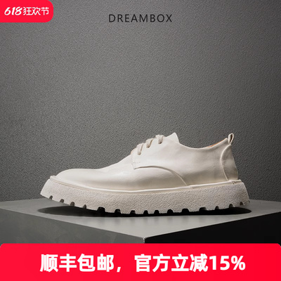 2025春夏新款水洗马皮男士休闲皮鞋厚底小白鞋轻便透气舒适松糕鞋