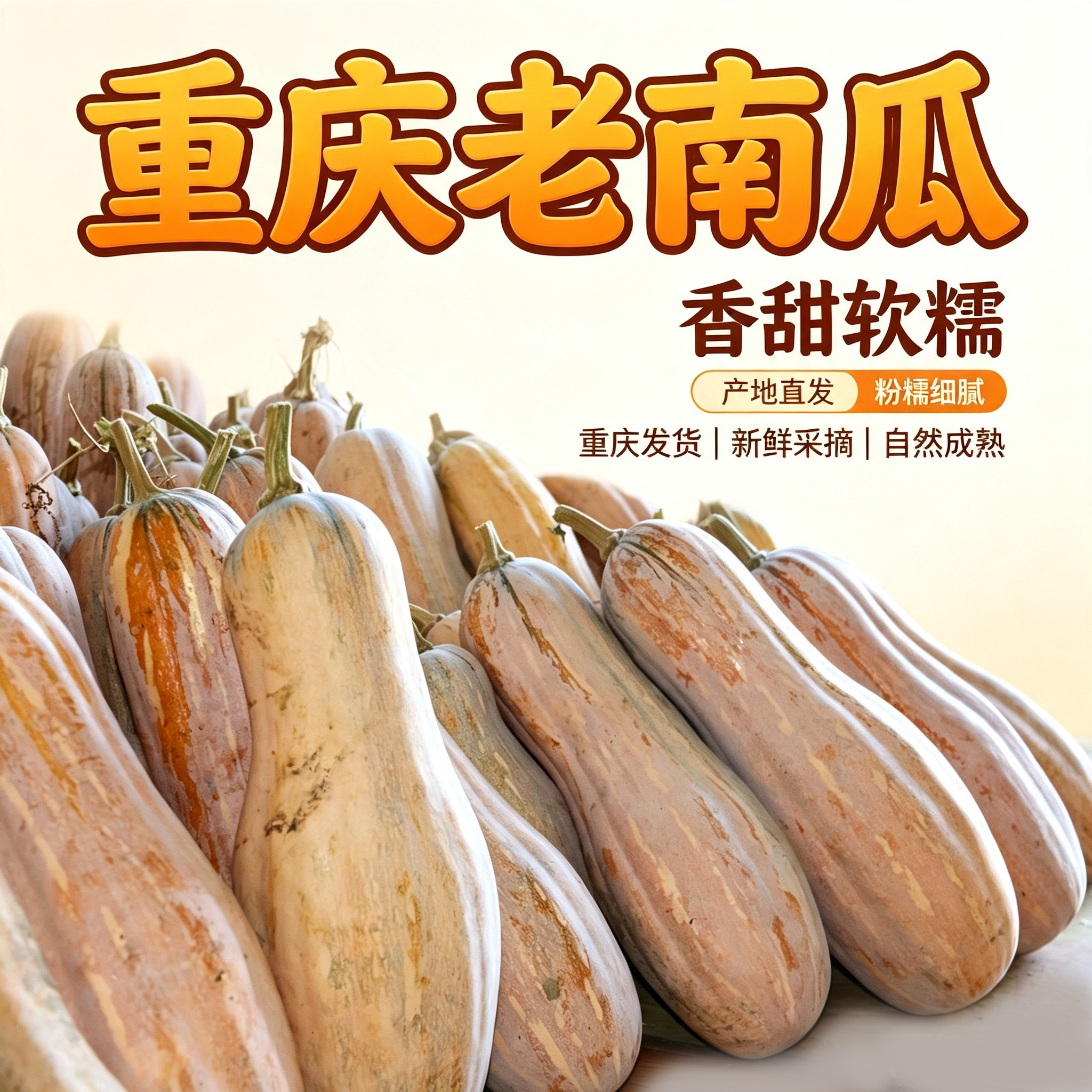 重庆当季新鲜老南瓜农家自种糯面甜南瓜宝宝普食老品种黄皮南瓜