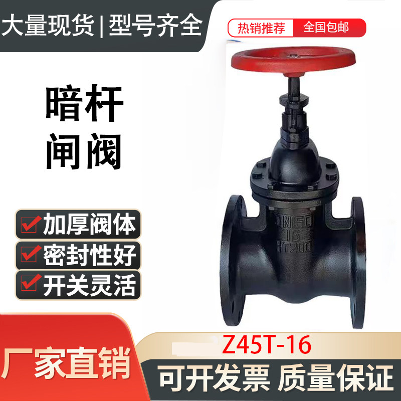 Z45T-16暗杆法兰闸阀 手动铸铁闸板阀DN40 50 65 80 100 150 200图片