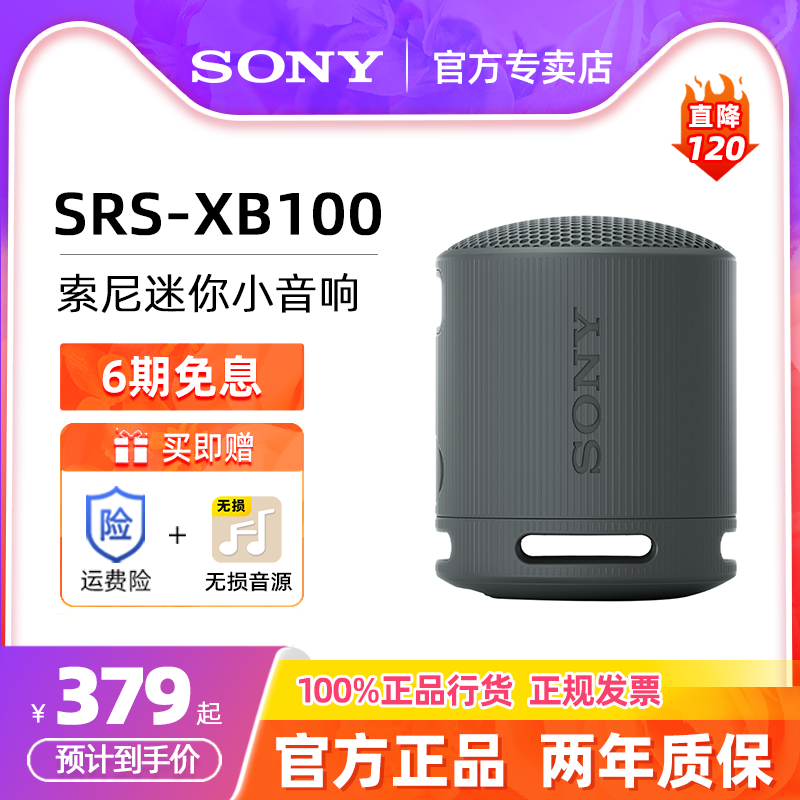 Sony/索尼 SRS-XB100 无线迷你小音响户外便携防水高音质蓝牙音箱