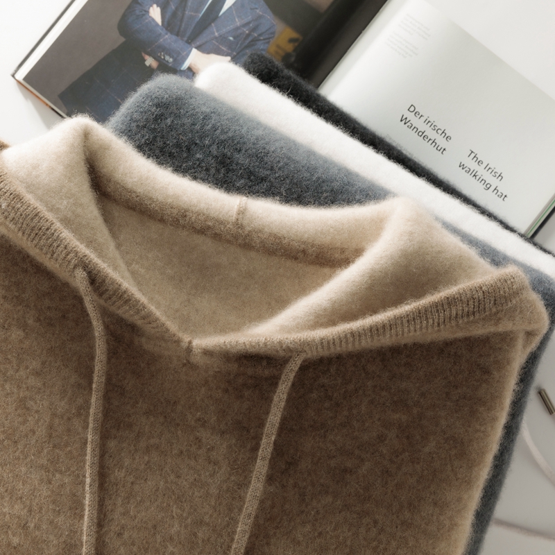 纯山羊绒衫男帽衫连帽羊绒衫加厚