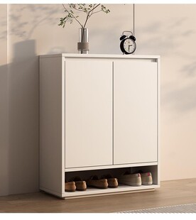 实木鞋柜储物收纳柜入户玄关楼道鞋架门口换鞋柜白色底部镂空柜