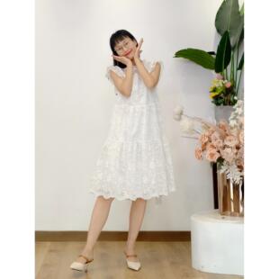 可路莎专柜252372夏季立体绣花减龄娃娃裙荷叶边A版连衣裙