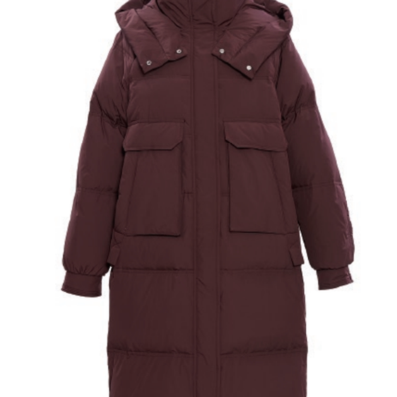 可路莎专柜247816冬季休闲连帽工装风立体插袋长款羽绒服女