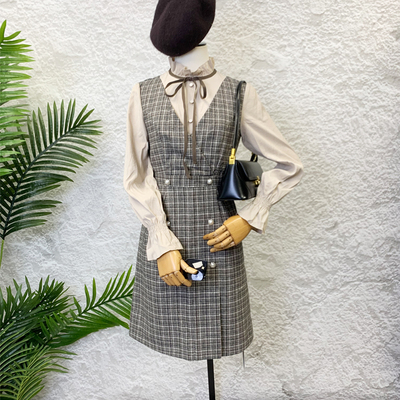 可路莎小香风假两件连衣裙