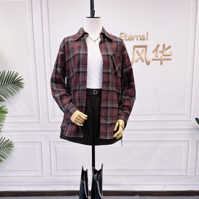 可路莎244697秋冬磨毛格子衬衫