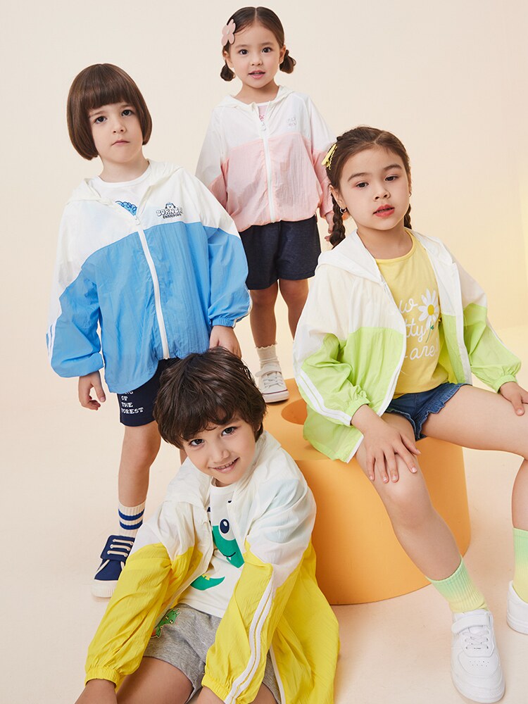 BEIBEIYI 아동 의류 아동 자외선 차단 의류 2024 새로운 여름  긴팔 코트 소년과 소녀를위한 통기성 얇은 탑