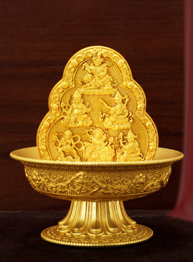 纯铜水供财神摆件财神佛像六路财神水供家用五姓财神八吉祥迷你碗