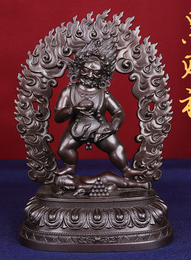 黑财神佛像摆件纯铜供佛小佛像随身带藏传密宗3寸5寸7寸铜佛像