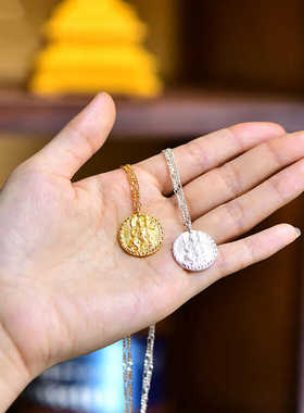 S925纯银镀金情侣黄财神吊坠