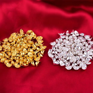 S999纯银元宝实心小元宝招财进宝摆件镀金元宝银锭供曼扎装藏礼品