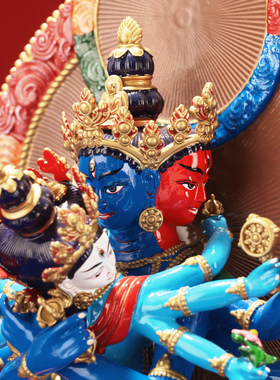 藏式纯铜西藏密集金刚加厚佛像家用供奉摆件精品全身彩绘雕像装物