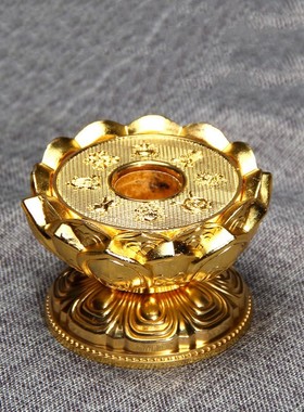 手摇转金轮底座树脂八吉祥莲花底座佛像莲台手摇转金筒莲花座3cm