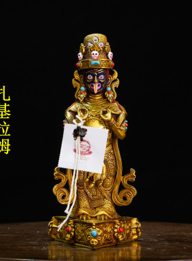 纯铜扎基拉姆佛像家用佛堂摆件供奉女财神站像精品鎏金七寸1尺