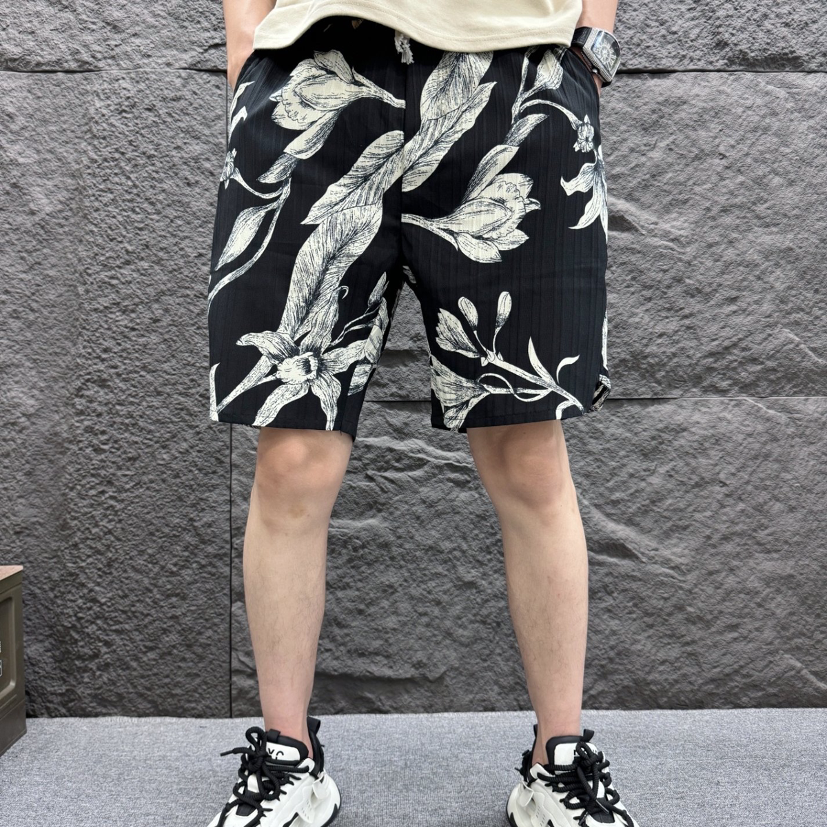 美式复古短裤男夏季日系潮牌ins沙滩裤休闲外穿阔腿运动五分裤子
