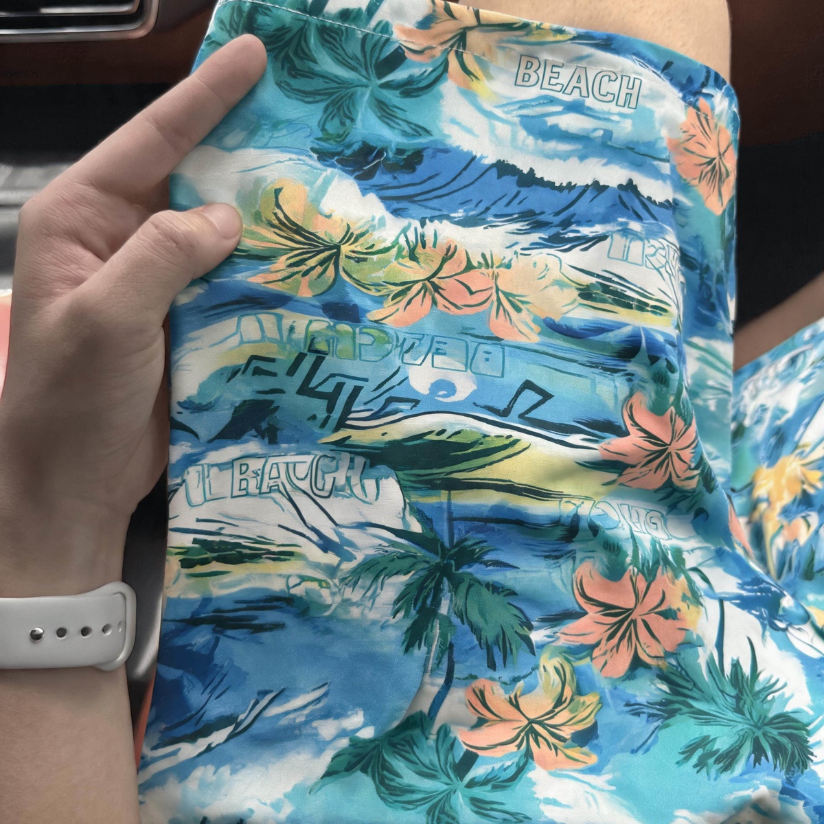 美式大码椰子树印花短裤男女情侣款夏季宽松透气直筒运动五分裤