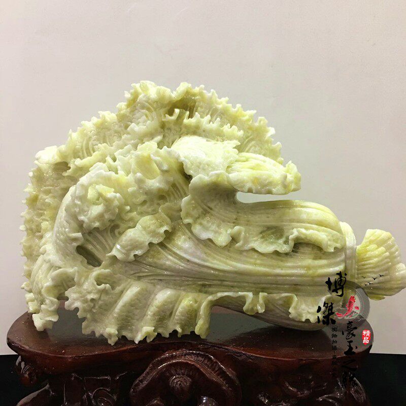 岫玉白菜大师精工天然玉石玉雕招财摆件中式客厅玄关新居开业礼品