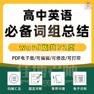 高中必背英语词组总结高考英语高频词固定搭配常用短语句型词组