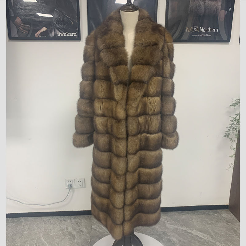 紫貂大衣男俄罗斯皮草长款女青果领保暖防寒时尚高档宴会演员明星