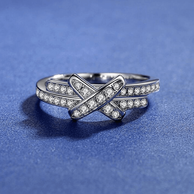 925纯银莫桑石戒指【缘系一生】蝴蝶结钻戒时尚高级感女款指环