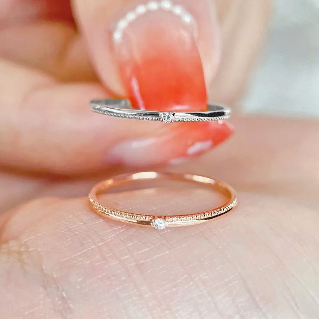 S925纯银莫桑石戒指单钻细款戒指叠戴尾戒轻奢简约百搭闭口指环女