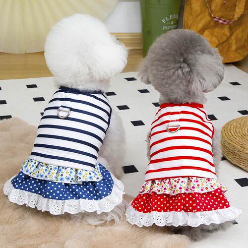 狗狗衣服夏季春夏装薄款条纹裙子宠物小型犬猫咪泰迪比熊博美小狗