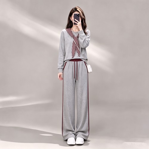 高级感灰色休闲套装女秋季长袖