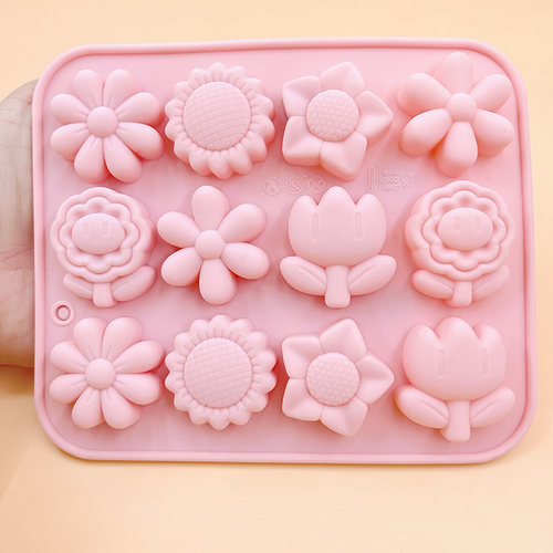 小清新郁金香向日葵手工巧克力QQ糖模具软糖烘焙硅胶食品级果冻模