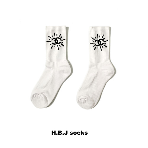 纯色四季现货经典堆堆袜HBJ透气