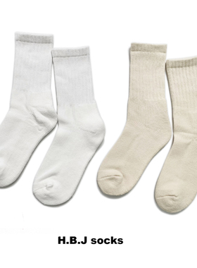 HBJ 秋冬日系男女中筒袜粗针纯色复古百搭毛巾底舒适运动街头休闲