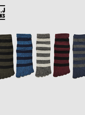 HBJ 五指袜男四季分趾袜纯棉中筒袜吸湿排汗出谋抑菌防臭商务日系