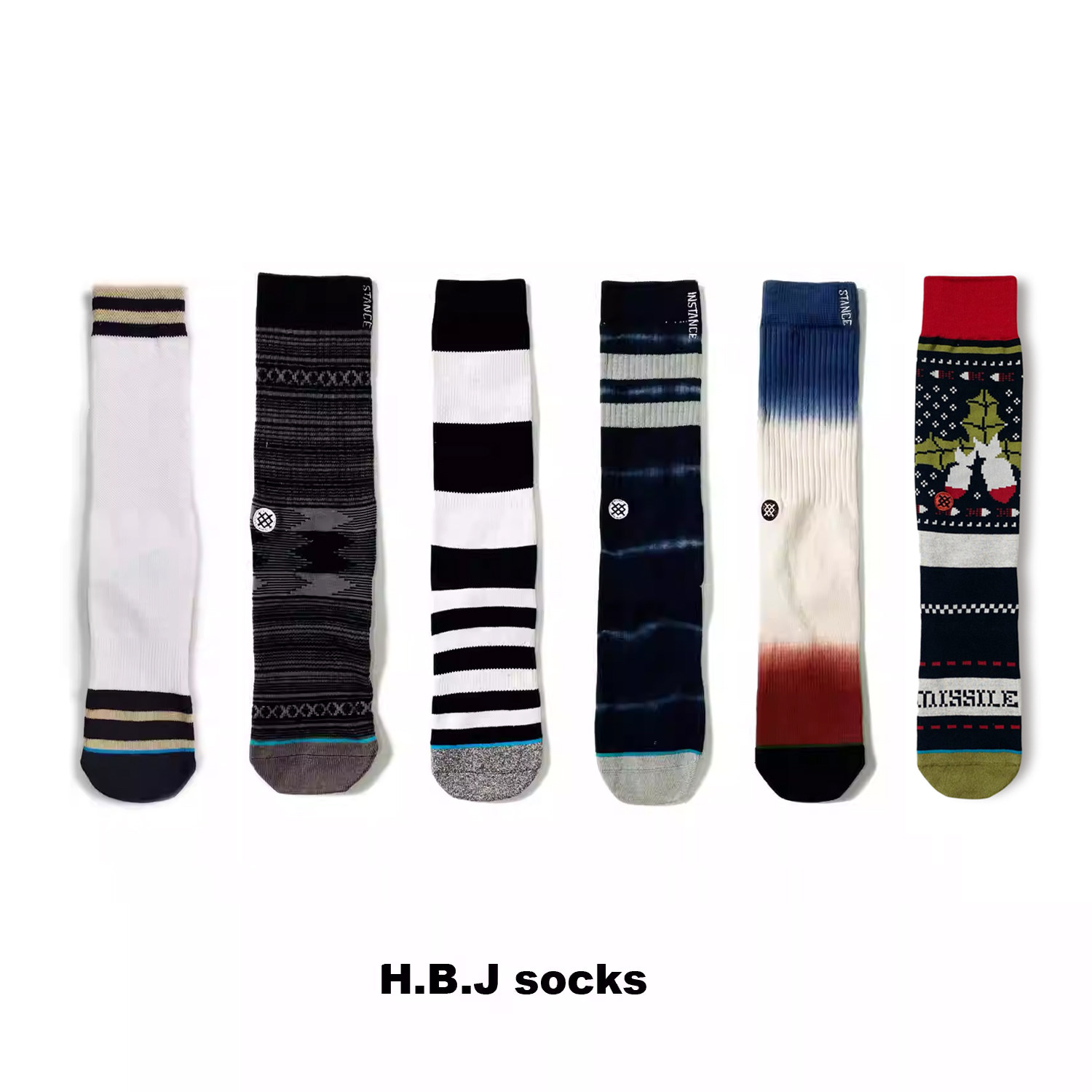 HBJ中筒男女袜美国潮牌纯棉中筒运动男袜舒适薄款跑步袜吸湿排汗