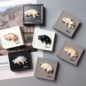 可爱猫咪隐形眼镜盒高档有质感喵星人美瞳收纳盒简约便携护理盒